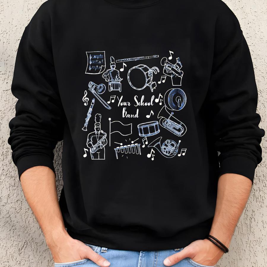 Custom Marching Band Mascot Sweatshirt Gildan Crewneck Band Mom Back To School First Day Of School Band Shirt School Mascot Sweatshirt Sweatshirt