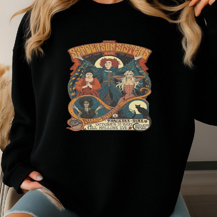 Sanderson Sisters Crewneck Sweatshirt, Vintage Sanderson Sister Hoodie, , Halloween Sweatshirt, Witch Crewneck Sweatshirt