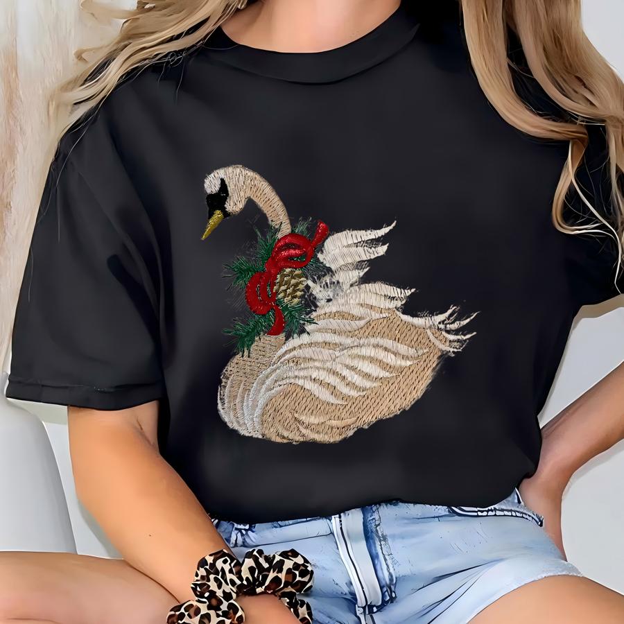Dinner Napkin, Y, Christmas Swan T-shirt