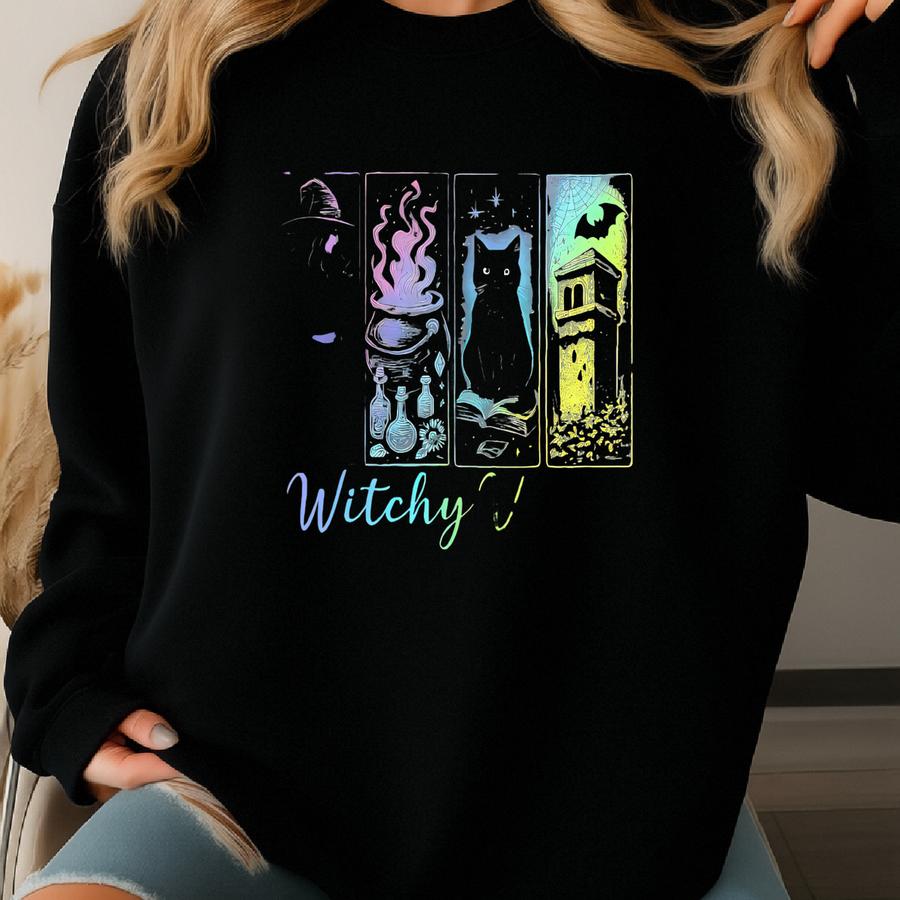Witchy Vibes Brush Dtf Transfers | Ready To Press Witchy Vibes Direct To Film Transfers Sweatshirt