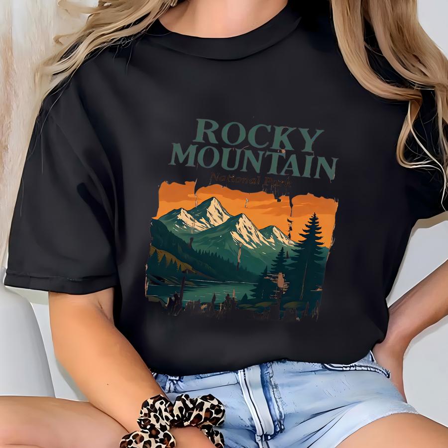 Rocky Mountain Hiking Shirt: Unisex Outdoor Tee T-shirt