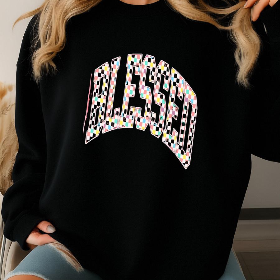 Checkered Shirt, Christian Graphic Tee, Faith Based T-shirt, Positive Message Shirt, Religious Shirt, Gift For Her Sweatshirt