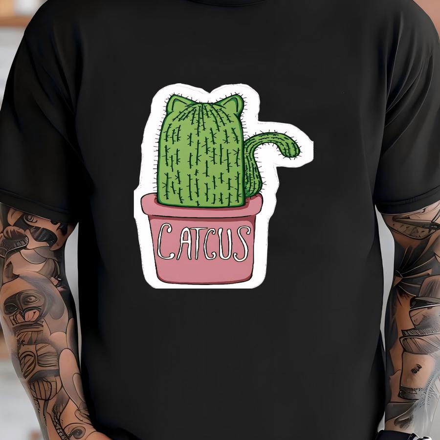 Fun Cat-themed Vinyl Decals For Home Decor, Cactus Wall Stickers, Cute Planner Accessories, Perfect Gift For Plant Lovers, Office Decor T-shirt