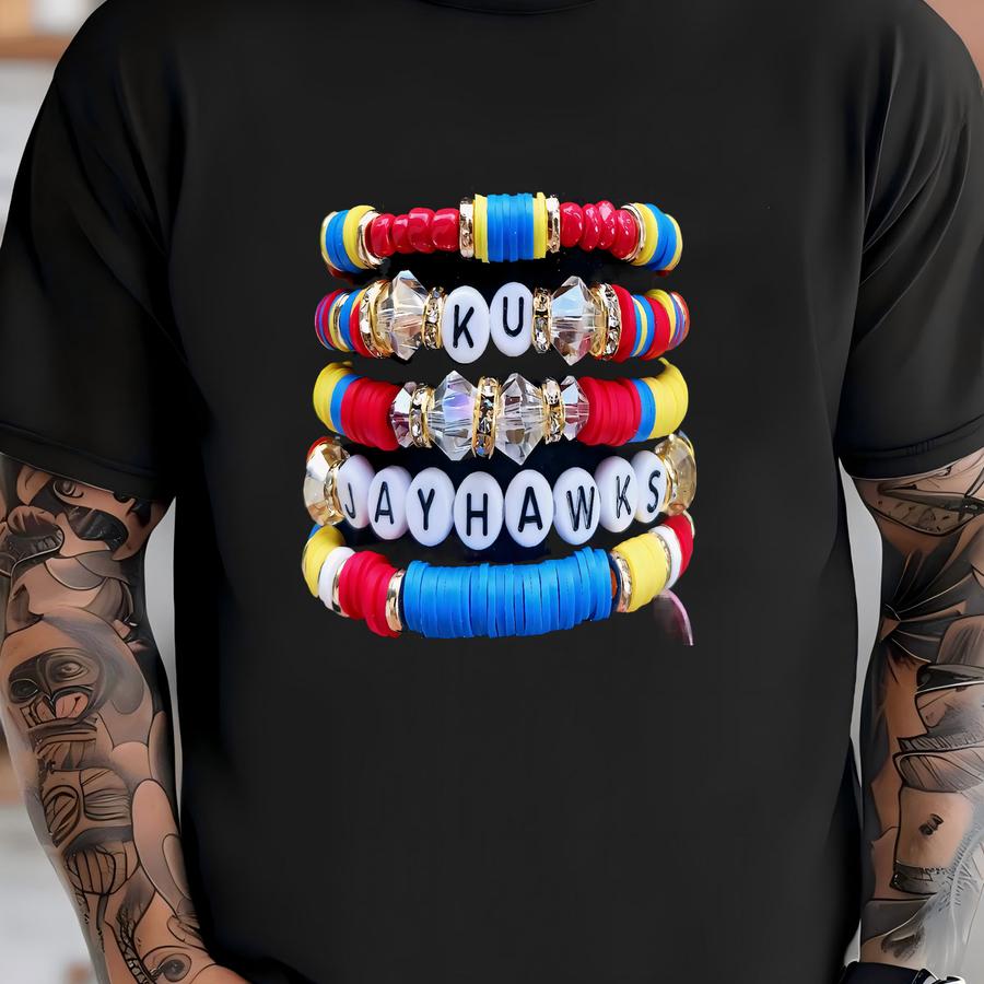 Full Stack Kansas Jayhawks Inspired Game Day Team Heishi Stacking Bracelets Ku Gift T-shirt