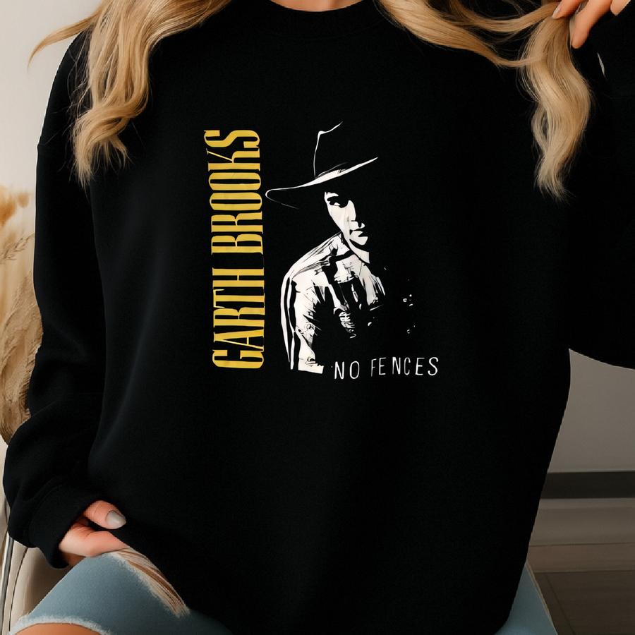 Vintage 90s Garth Brooks T-shirt Country Music Single Stitch Print Logo Black Large Sweatshirt