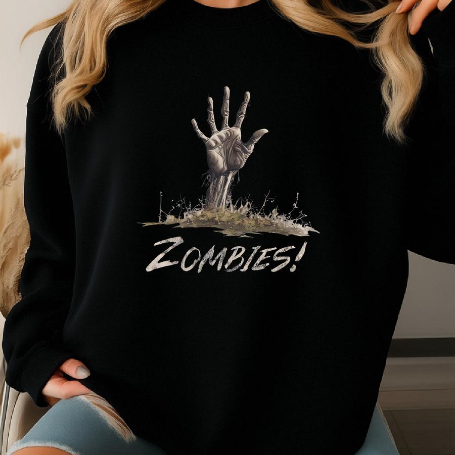 Distressed Zombie T-shirt: Halloween Graphic Tee Sweatshirt