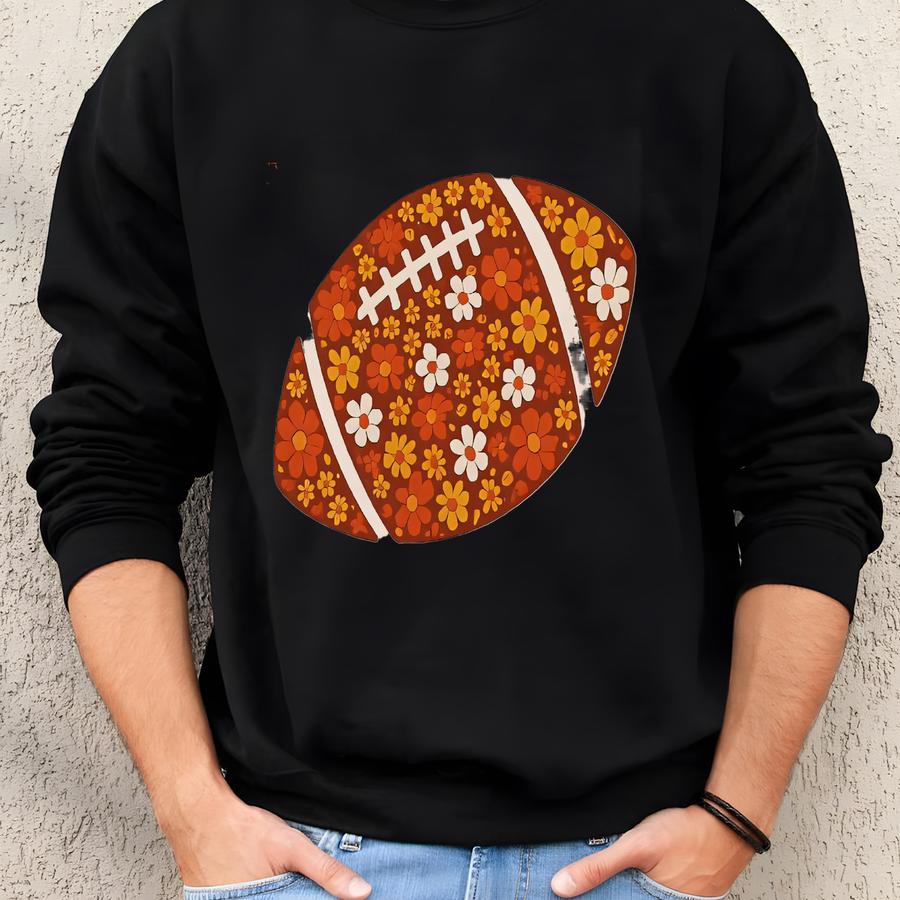 Retro Floral Football T-shirt: Vintage Game Day Tee Sweatshirt