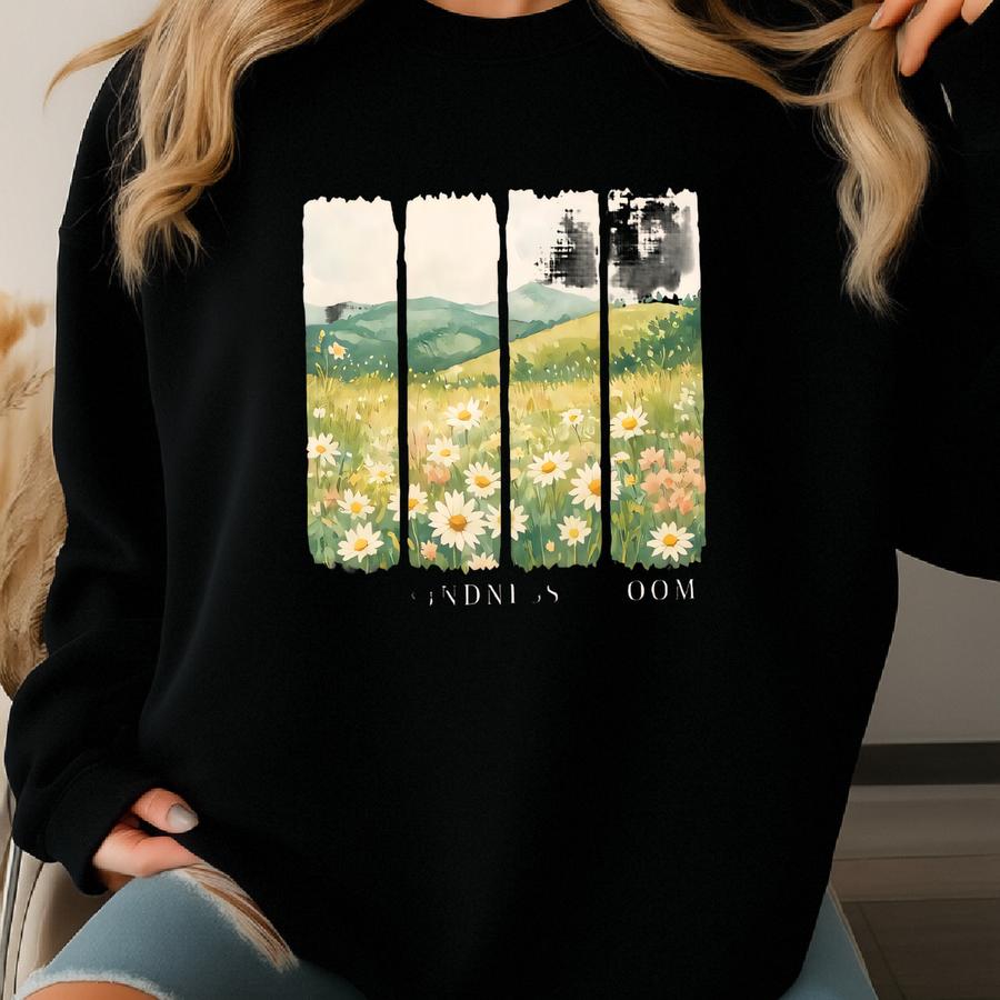 Kindness Bloom Shirt: Retro Floral Graphic Tee Sweatshirt