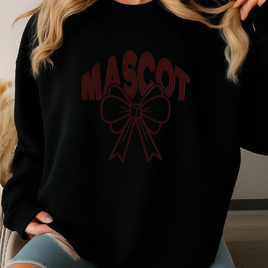 Personalized Team Mascot Bow Shirt, High School City Football Team Shirt, Mascot Bow Tee, Cheer Mascot, Coquette Bows School Spirit Shirt Sweatshirt