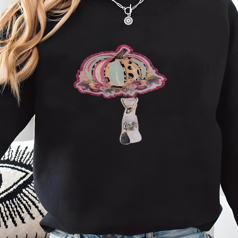 Cheetah Print Pumpkin Badge Reel Sweatshirt