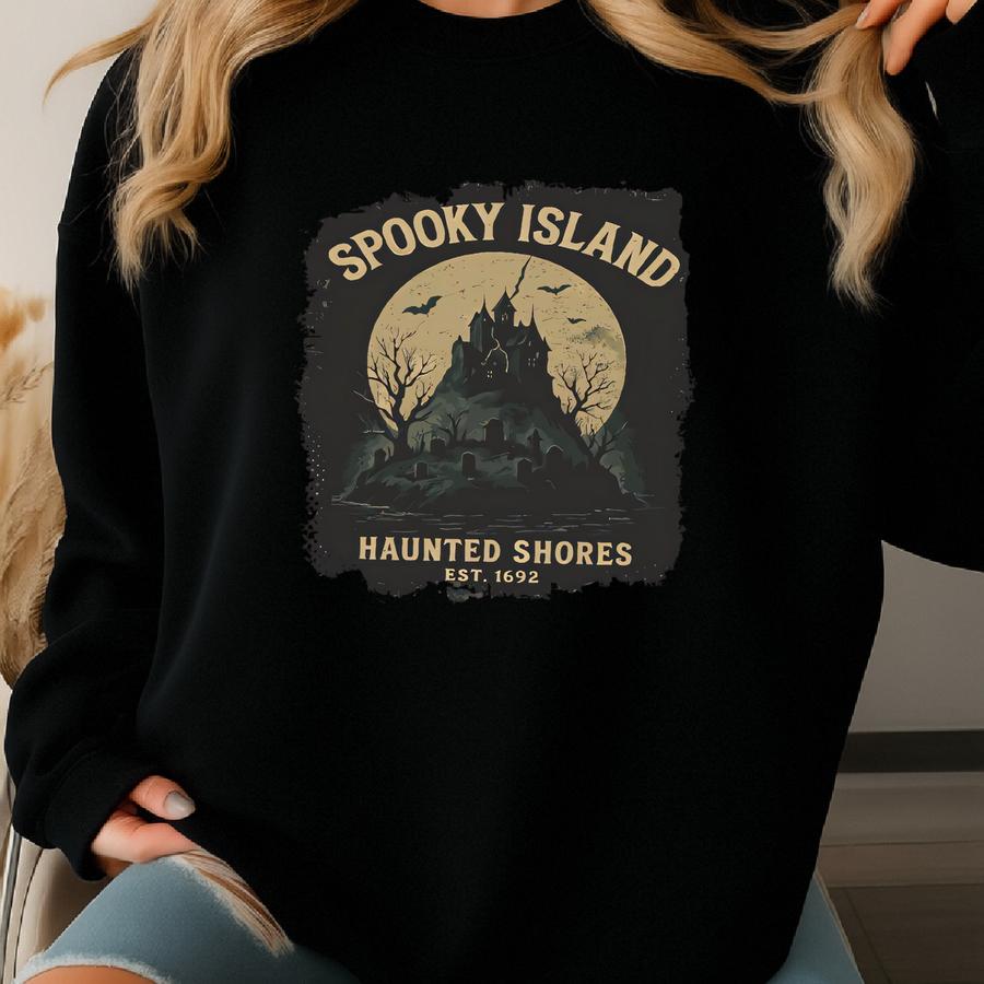 Spooky Island, Halloween, Spooky Vibes, Fall Skeleton Spooky Season Skeleton Summer Halloween Skull Spooky Island Summerween Sweatshirt