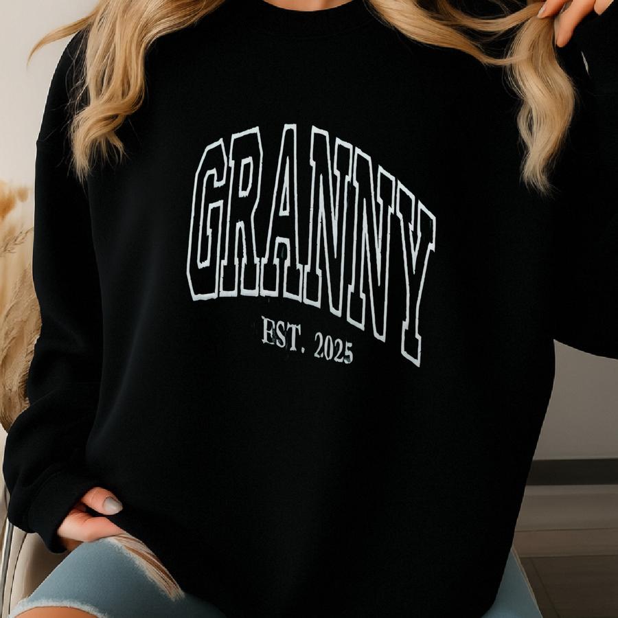 Granny Sweatshirt, Custom ® Grandma Sweatshirt With Kid Name, Varsity Crewneck Sweatshirt
