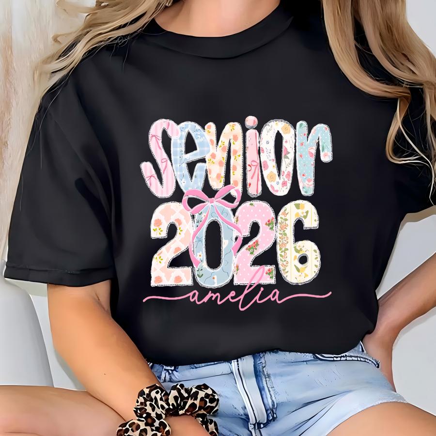 Custom Senior 2026 Hoodie, Personalized Graduate 2026 Shirt,high School Graduation Gift,coquette Girly Senior,lace Class Of T-shirt