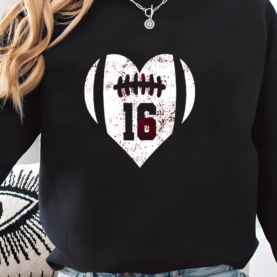 Football Heart Sweatshirt,custom Football Number Sweatshirt,game Day Sweater,custom Football Mom Shirt,personalized School Team Number Shirt Sweatshirt