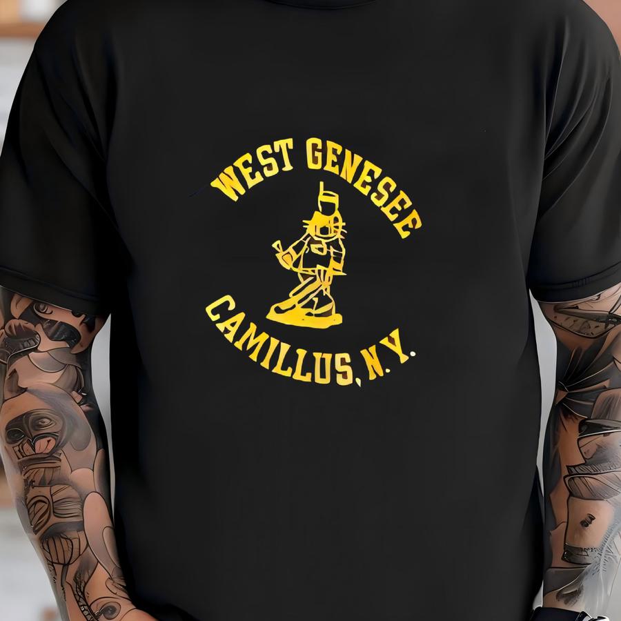 Vintage 1960s Champion Running Man West Genesee Wildcats Camillus New York Navy Blue Zip Up Windbreaker ’s Jacket (size Adult Medium) T-shirt