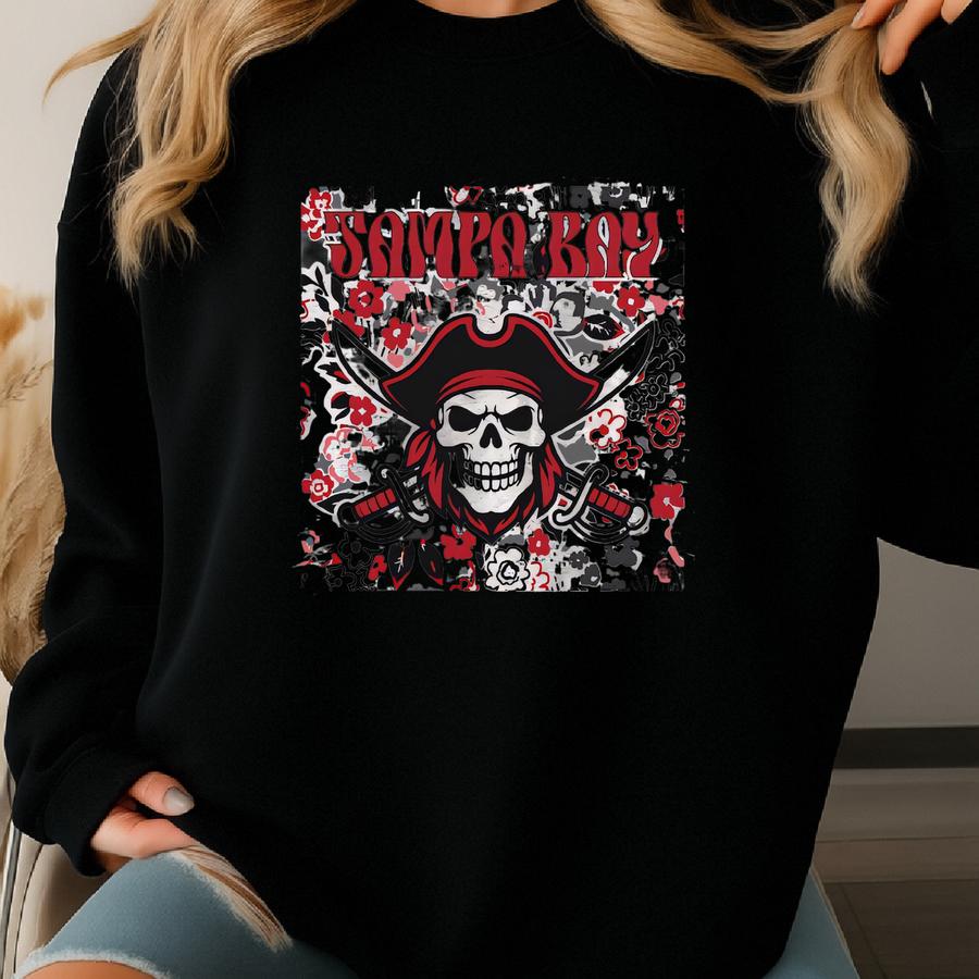 Tampa Bay Team Mascot Shirt, Floral Spirit Mascot Sweatshirt, Game Day Tee, Abstract Flower Football Sports Shirt, Cheerleader Gift Shirt Sweatshirt