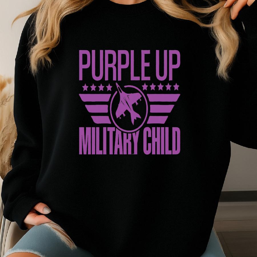 Military Child Shirt, Purple Up For Military Kids Shirt, Military Children Awareness, Month Of The Military Child, Military Family Outfit Sweatshirt