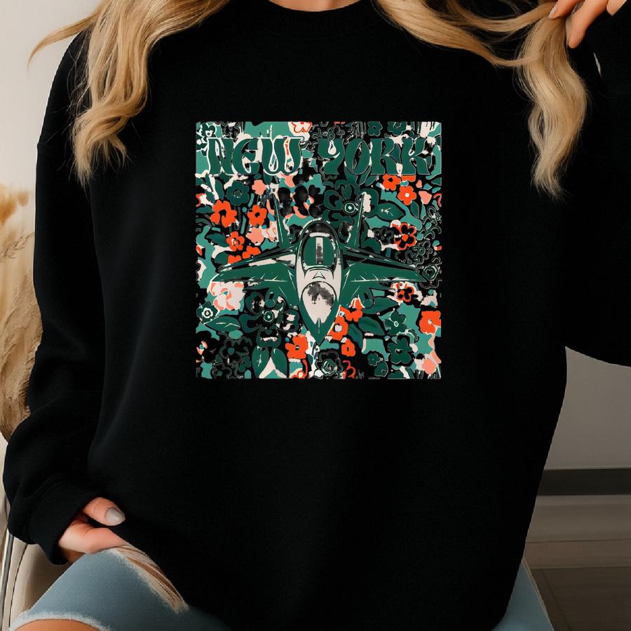 New York Team Mascot Shirt, Floral Spirit Mascot Sweatshirt, Game Day Tee, Abstract Flower Football Sports Shirt, Cheerleader Gift Shirt Sweatshirt