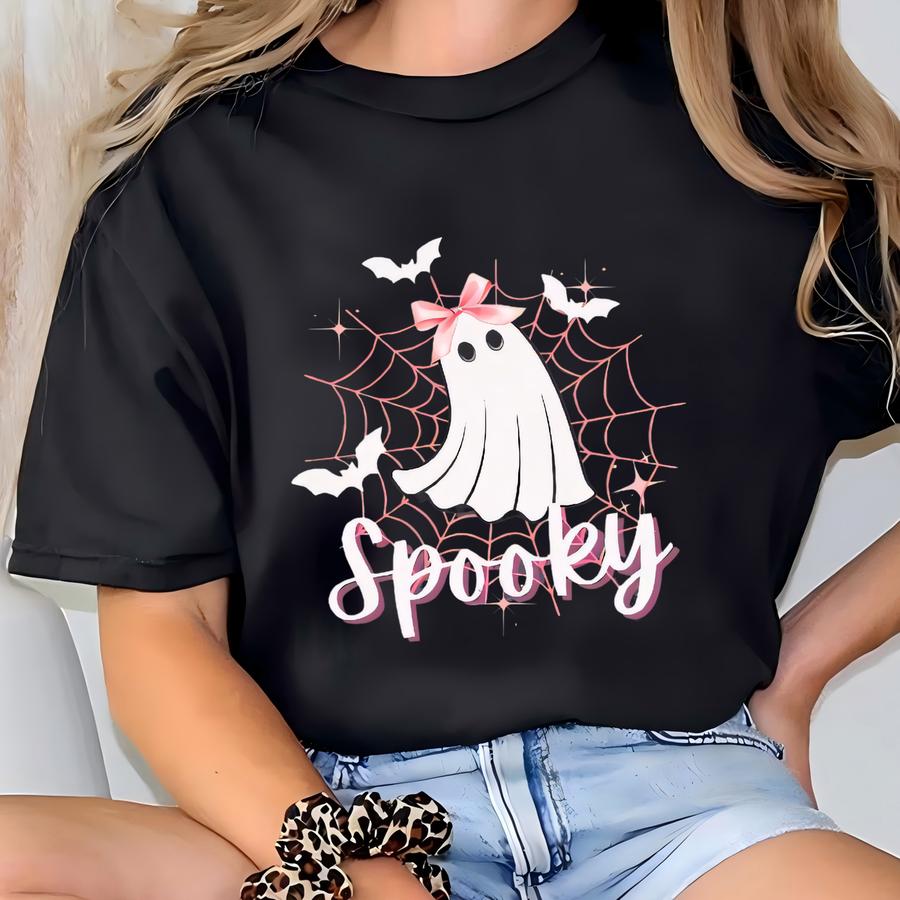 Spooky Ghost Short Sve Tee, Halloween Hoodie, Graphic Tee, Unisex Halloween Shirt, Cute Spooky Apparel, Gift For Halloween Lovers T-shirt