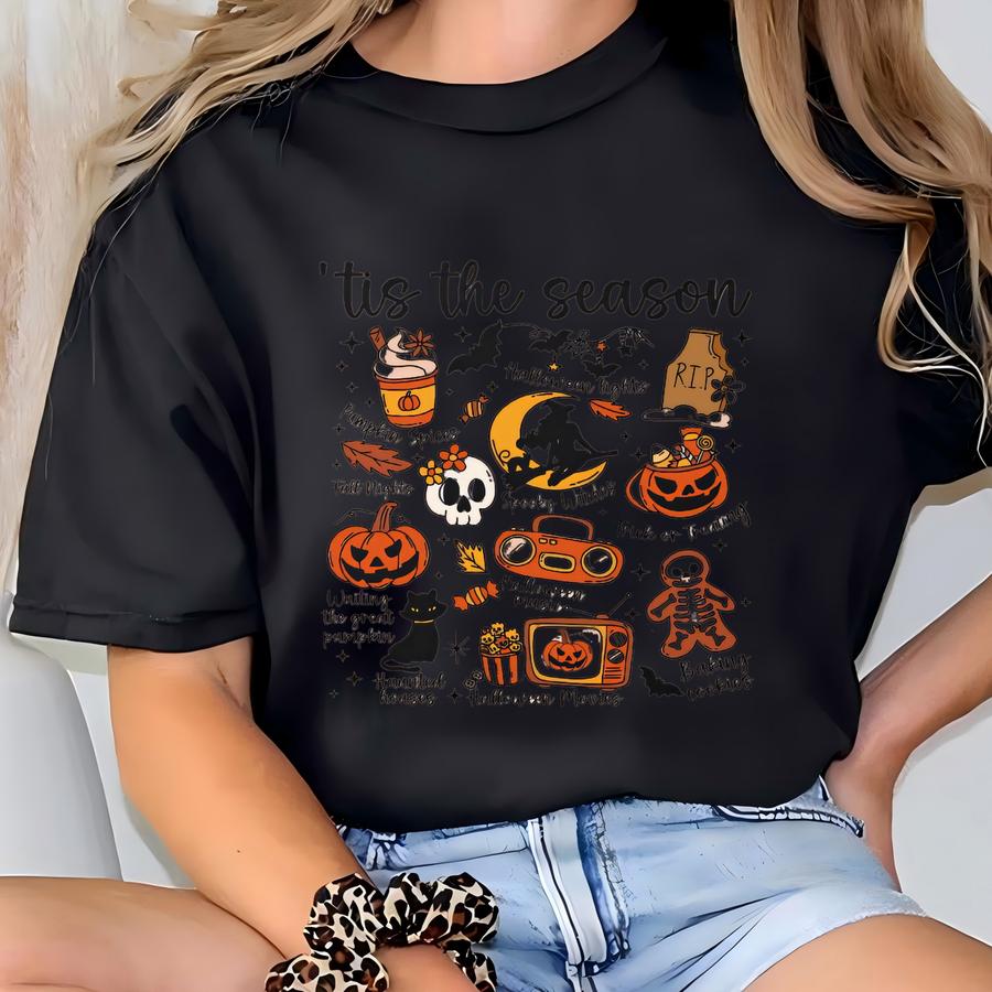 Custom Book Spooky Season Halloween Gift Notebook Pumpkin Ghost Aesthetic Fall Gift Stationery Customized Name Journal Halloween Planner T-shirt