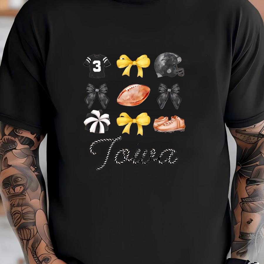 Iowa Bow Youth Shirt, Football Bow, Coquette Football, Kids Iowa Shirt, Kids Game Day Shirt,iowa Football, Iowa Kids Football Shirt, Fan T-shirt