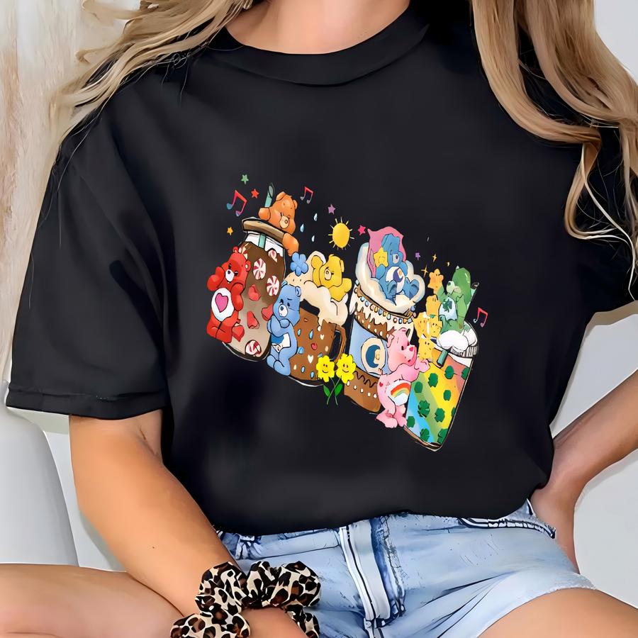 Care Bears Shirt – Colorful Care Bears Playing On Chocolate Cups – Vintage Style Care Bears Hoodie – Cute Care Bears Tee – Care Bears Gift T-shirt