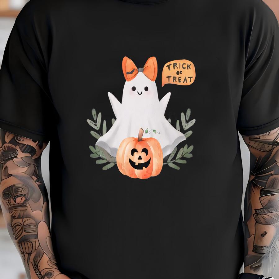 Trick Or Treat Ghost Svg | Halloween Svg | Spooky Season Svg | Tshirt Design | Cute Halloween Design T-shirt