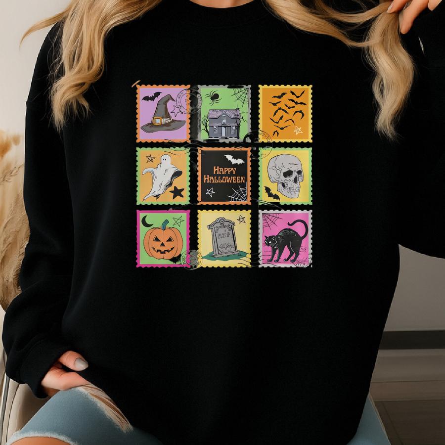 Vintage Halloween Stamps Svg | Halloween Svg | Spooky Season Svg | Tshirt Design | Cute Halloween Design Sweatshirt