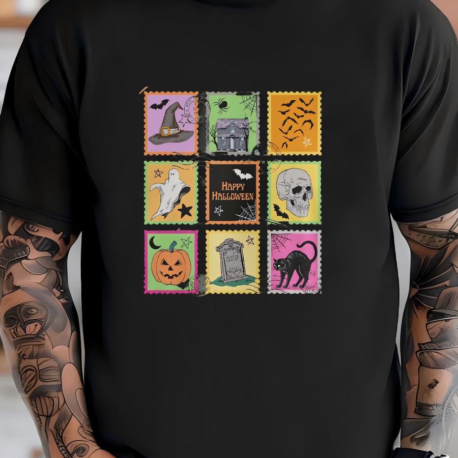 Vintage Halloween Stamps Svg | Halloween Svg | Spooky Season Svg | Tshirt Design | Cute Halloween Design T-shirt