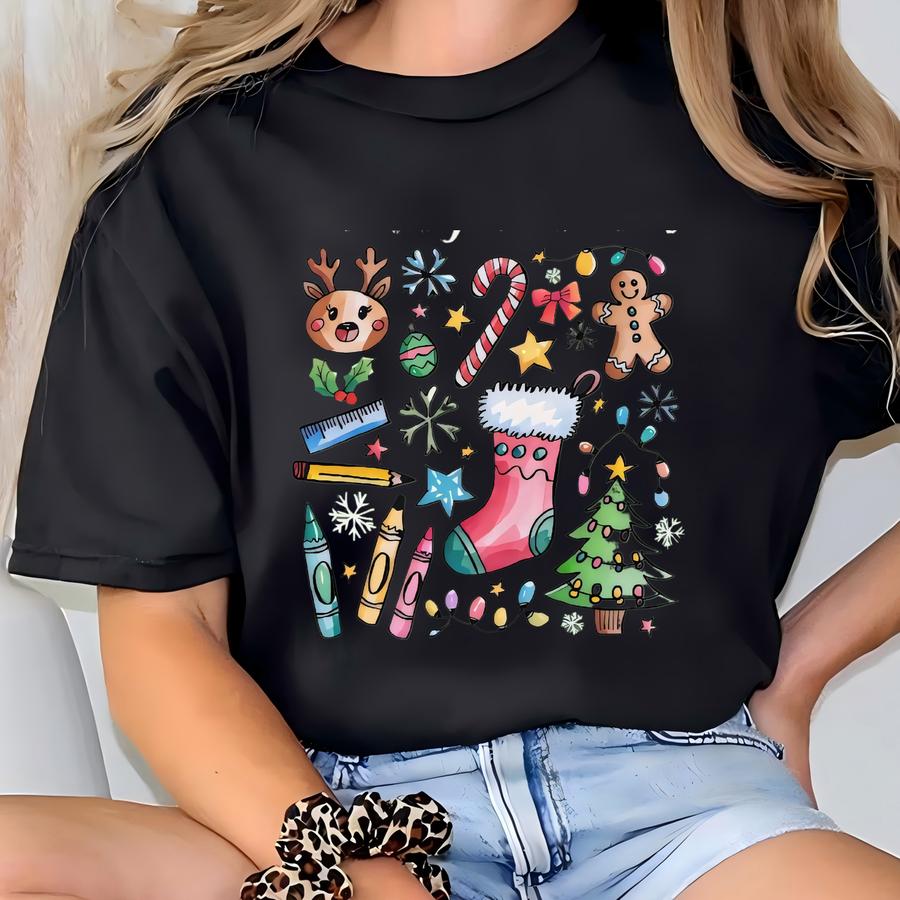 Merry Teacher Sweatshirt, Merry Christmas Teacher Shirt, Teacher Christmas Sweatshirt, Holiday Sweater, Merry Christmas Gift Shirt T-shirt