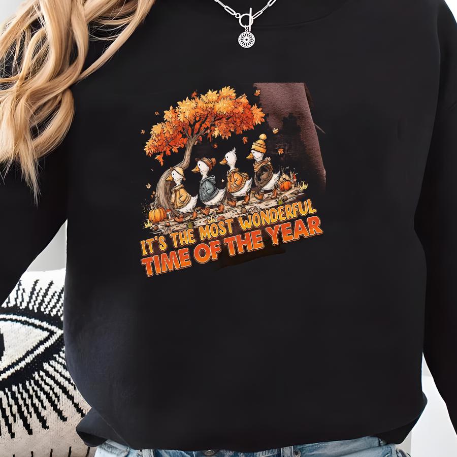 Most Wonderful Time Of The Year Sweatshirt, Goose Fall Shirt, Cozy Sweatshirt,cozy Season Shirt,fall Gift, Fall Season Sweater, Fall Shirt Sweatshirt