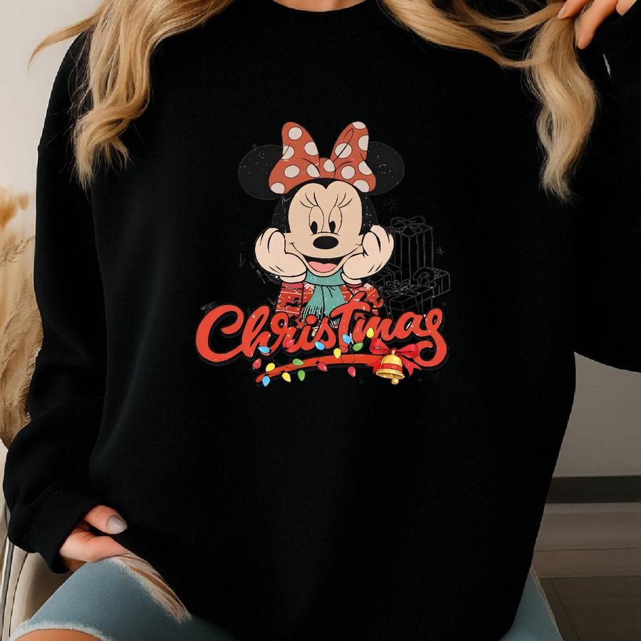 Christmas Retro  Mouse Shirt, Santa Mouse Christmas Lights Shirt, Very Merry Christmas Party Holiday Shirt,tsf078 Sweatshirt