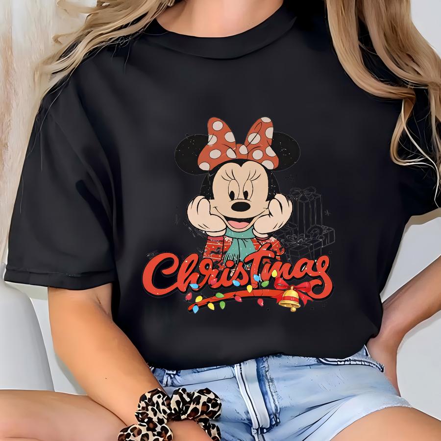 Christmas Retro  Mouse Shirt, Santa Mouse Christmas Lights Shirt, Very Merry Christmas Party Holiday Shirt,tsf078 T-shirt