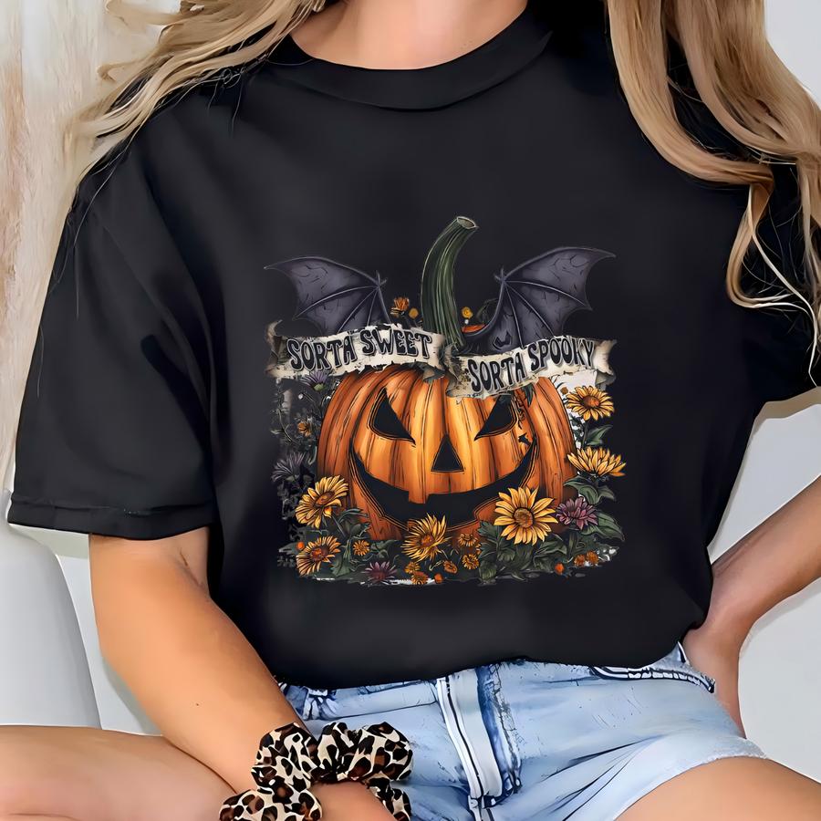 Sorta Sweet Sorta Spooky Halloween Sweatshirt: Pumpkin Fall Sweater T-shirt