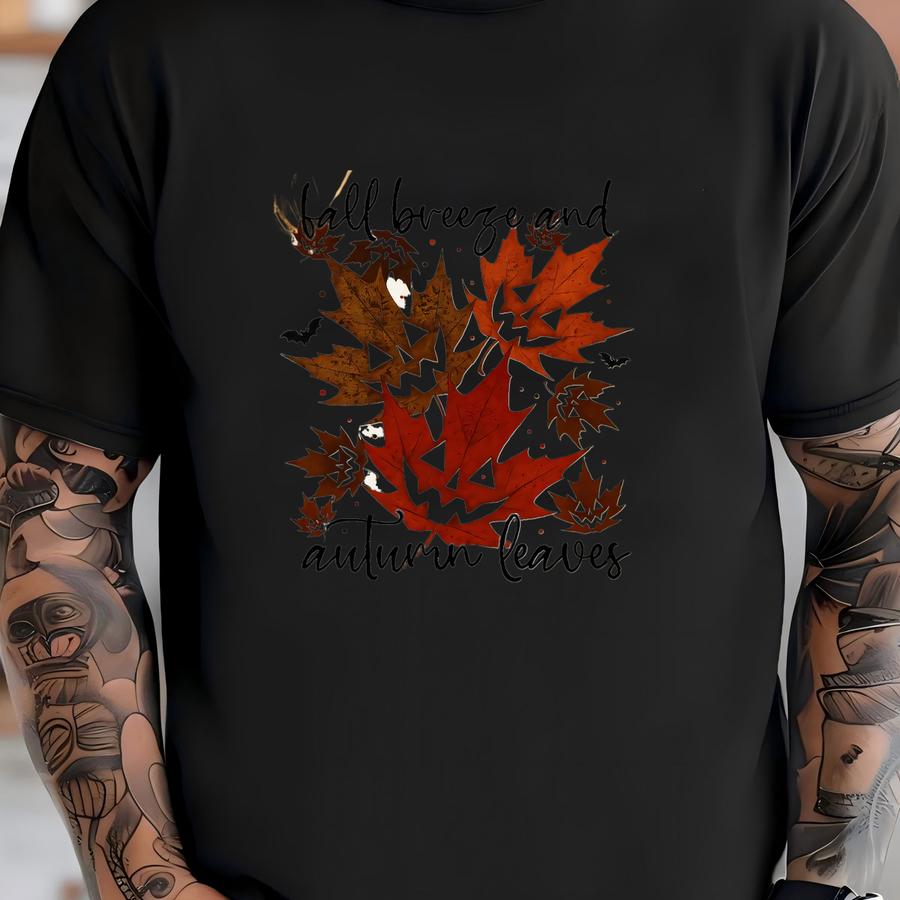 Fall Breeze Hoodie: Pumpkin Leaf Halloween Tee T-shirt