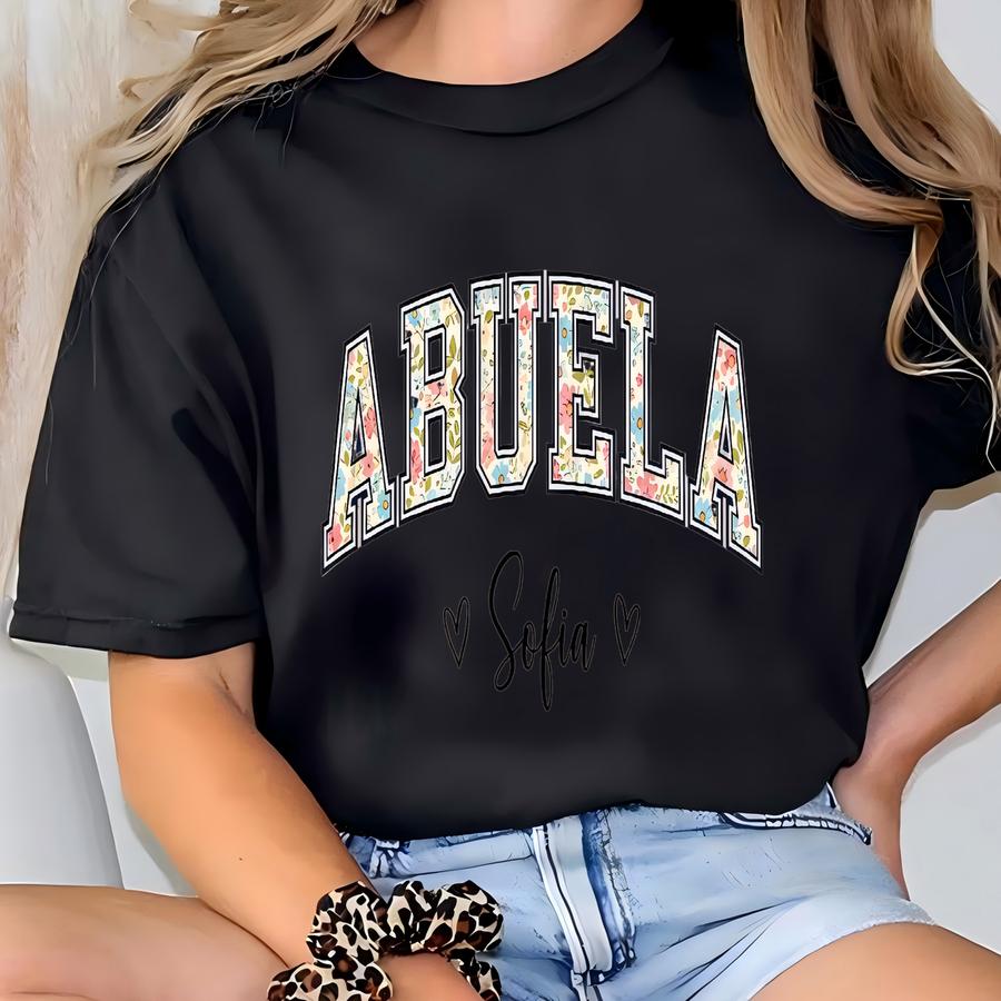 Personalized Floral Abuela Sweatshirt: Custom Grandma Gift T-shirt
