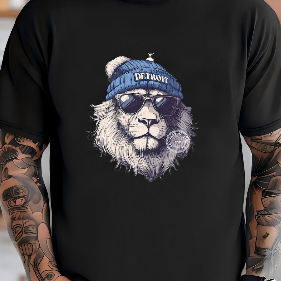 Detroit Football Mascot Hoodie: Football Lion Sports Gear, Game Day Tee T-shirt