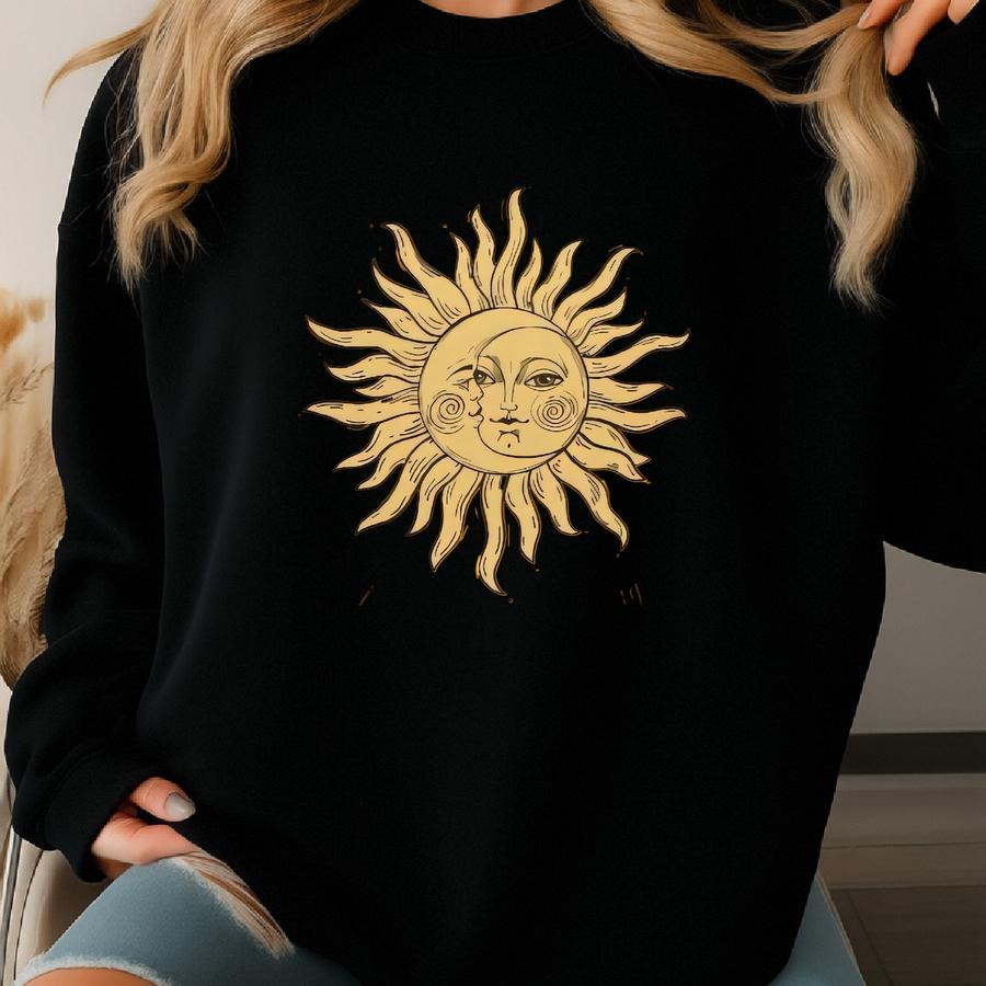 Boho Spiritual Sunshine Graphic Tee - Sun And Moon T-shirt, Trust The Timing Shirt Sweatshirt