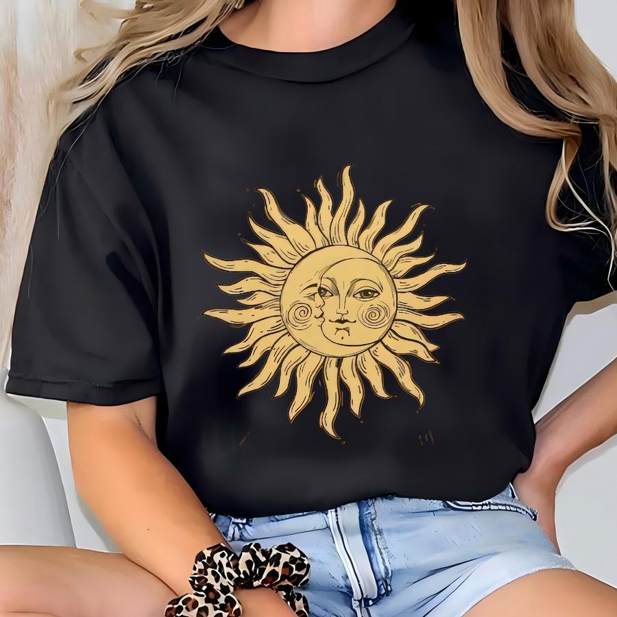 Boho Spiritual Sunshine Graphic Tee - Sun And Moon Hoodie, Trust The Timing Shirt T-shirt