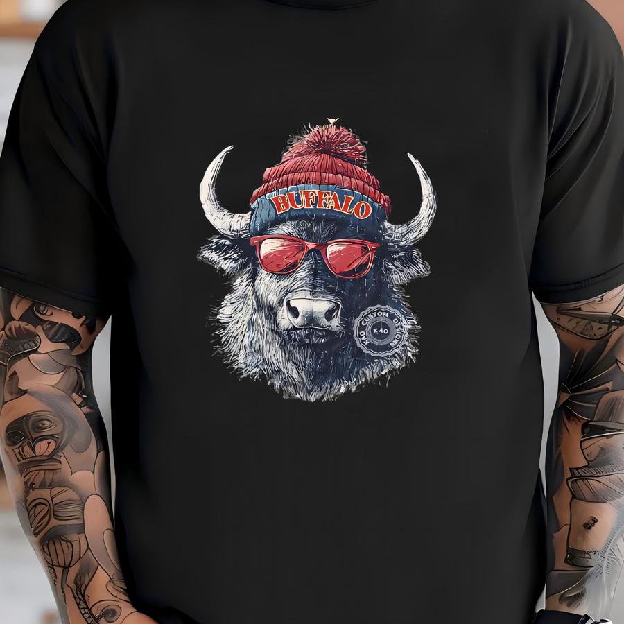 Buffalo Football Mascot Hoodie, Bill Sports Gear, Football Spirit Apparel T-shirt
