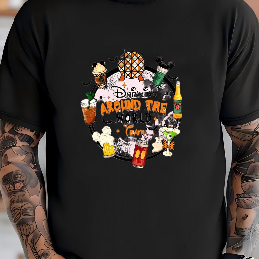 Epcot Drinking Around The World Shirt, Drinking Around The World Checklist, Couple Shirts, Family 2025 Shirt T-shirt