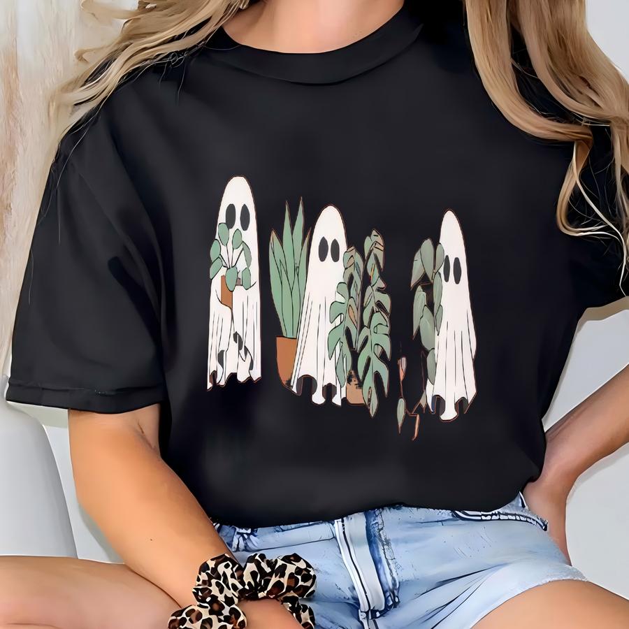 Botanical Ghost Friends Sweatshirt | Cozy Plant Lover Gift | Unisex Halloween Sweater T-shirt