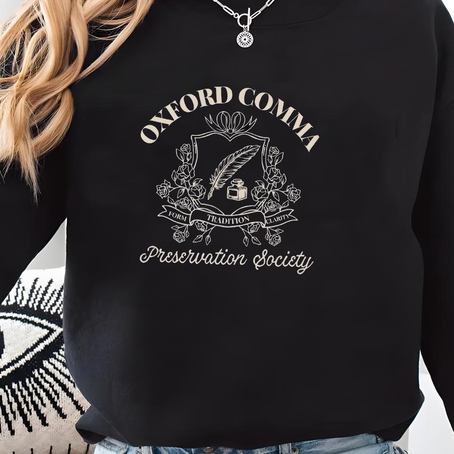 Ox Comma Sweatshirt Ox Comma Crewneck Librariancore Punctuation Shirt Funny Grammar Police Ox Comma Society Team Ox Comma Sweatshirt