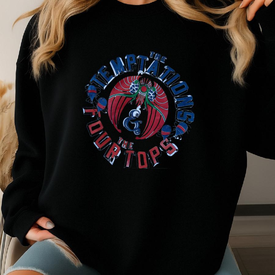 Vintage 80s The Temptations The Four Tops Rare Music Concert Motown Graphic Crewneck Sweatshirt Usa Size S/m Sweatshirt
