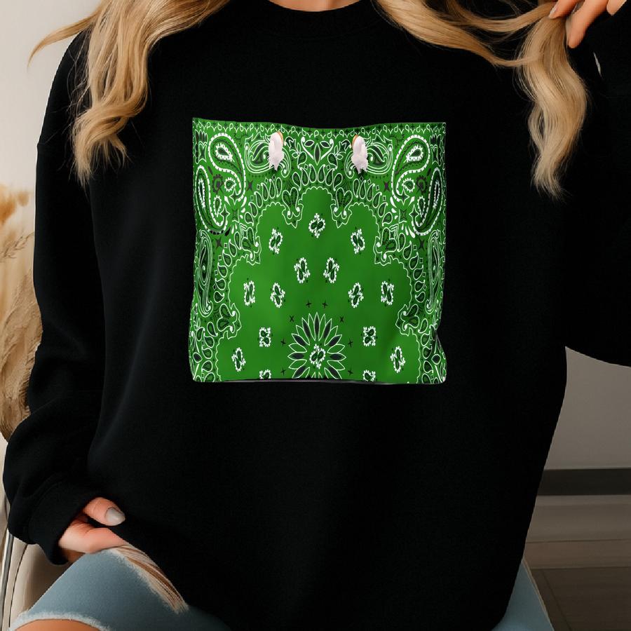 Kelly Green Bandana Weekender, Tote, Preppy Beach Duffel, Purse, Travel Overnight Carry-on, Handbag, L Cowgirl, Western Rodeo Style Sweatshirt