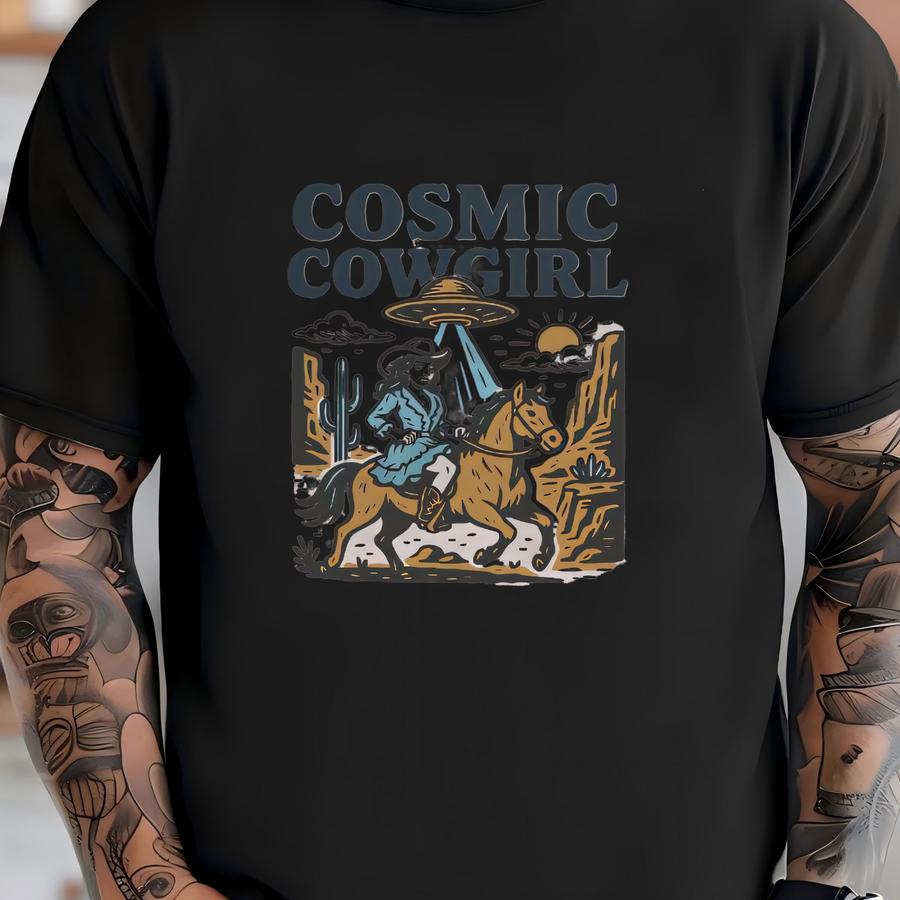 Cosmic Cowgirl Shirt. Western Graphic Tee, Bella Canvas 3001, Retro Rodeo Style, Boho Country Outfit, Cowgirl Hoodie, Country Western Shirt T-shirt