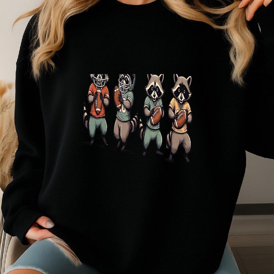 Just A Silly Raccoon Football Shirt, Fall Football Game Day Raccoon ® Shirt, Retro American Football Raccoon T-shirt Sweatshirt