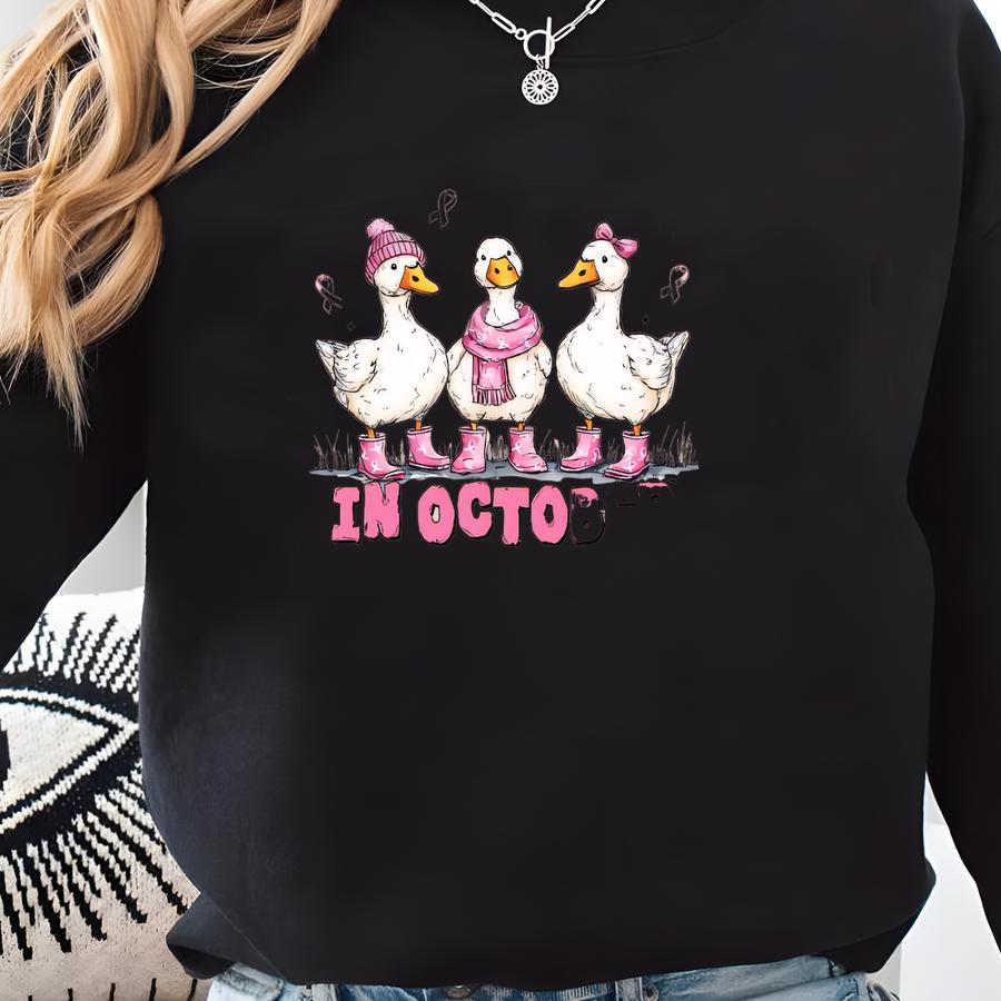 Goose In October We Wear Pink Sweatshirt,breast Cancer Shirt,i'm A Survivor Shirt,team Cancer Shirt,motivational T Shirt,cancer Awareness Sweatshirt