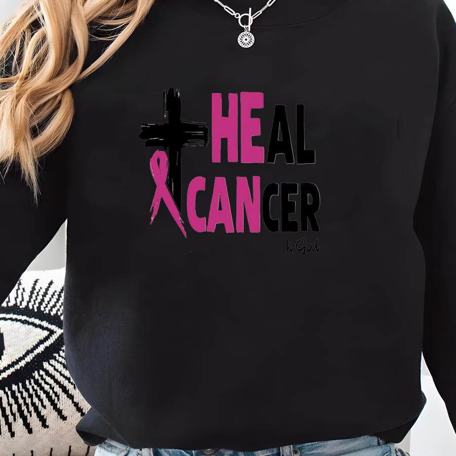 Heal Cancer Sweatshirt, Breast Cancer Awareness Month Shirt, Luke 1:37, Motivational Shirt,cancer Awareness, Religious, Spiritual Shirt Sweatshirt