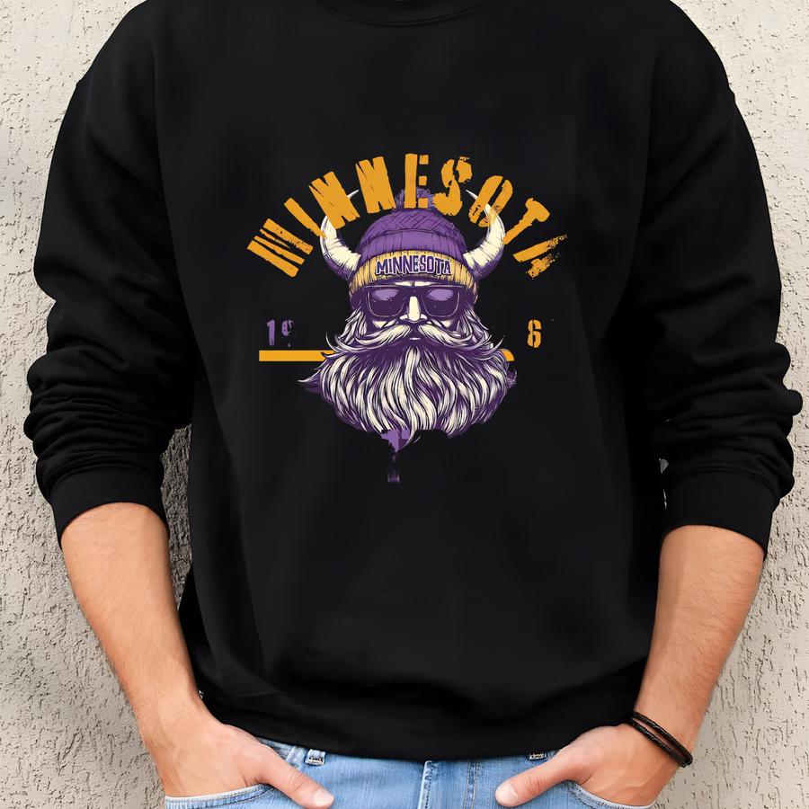 Minnesota Football Sweatshirt, Vikings Mascot Sweatshirt, Football Apparel, Vikings Pullover, Football Fan Wear, Game Day Apparel Sweatshirt